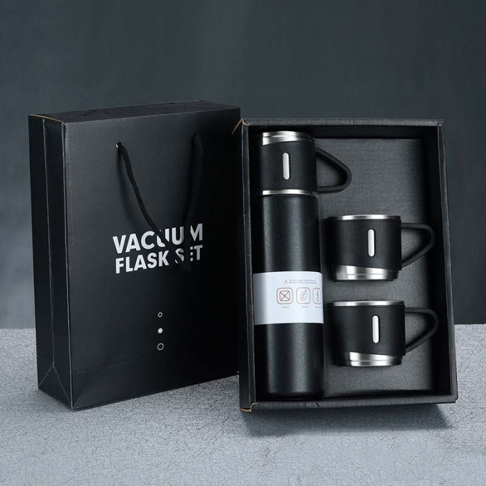 Vacuum Insulated Thermal Flask Set With Cup - 3 in1