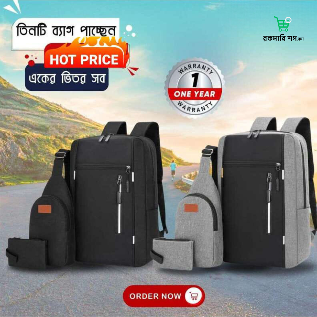 Fashionable 3 pcs Combo Backpack - Waterproof