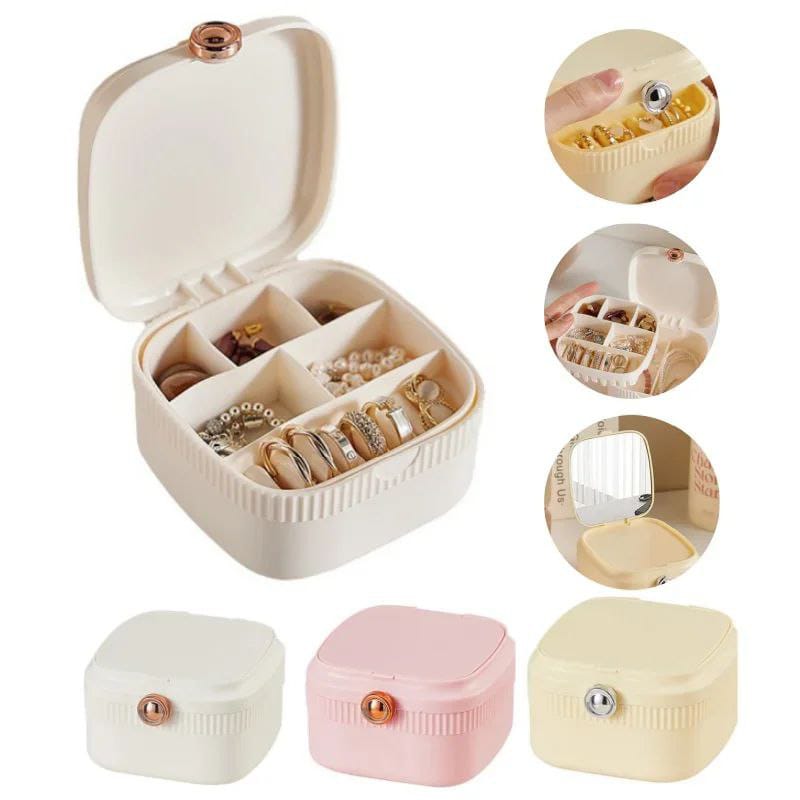 Portable Jewelery & Makeup Storage Box with Mirror